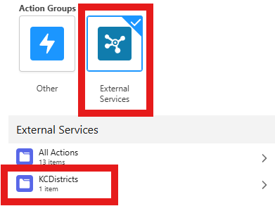 Flow Action: External Services and imported service folder
