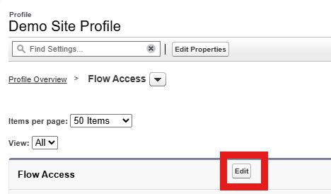 Profile Flow Access: Edit
